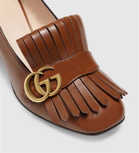 gucci leather mid heel pump.